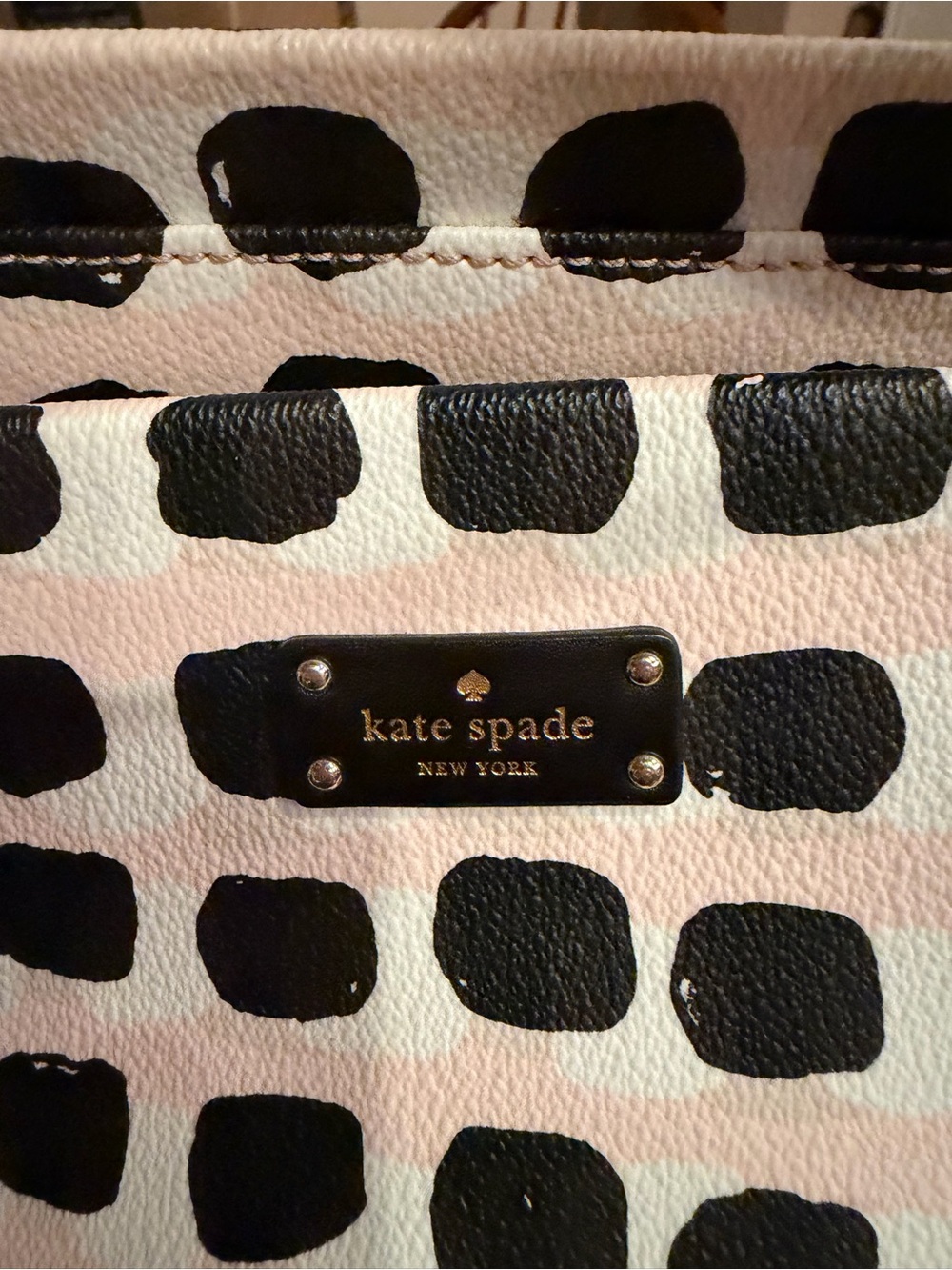 kate spade Black and White Painted Dot Leather Tote